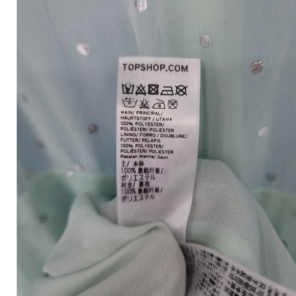 Topshop Mint Green Silver Polka Dot Twist Front Maxi Dress Women’s Size 6 - Picture 8 of 10